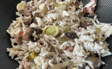 Riz fondant poireau champi
